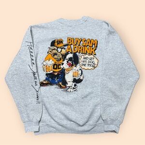 Vintage Mike Lange Pittsburgh Penguins Crewneck Sweatshirt 1990s Medium Gray Vtg